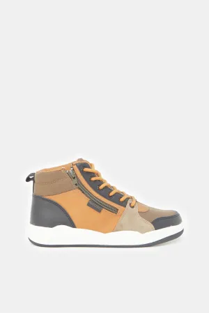 Senior Boys Color Block High Top Shoes