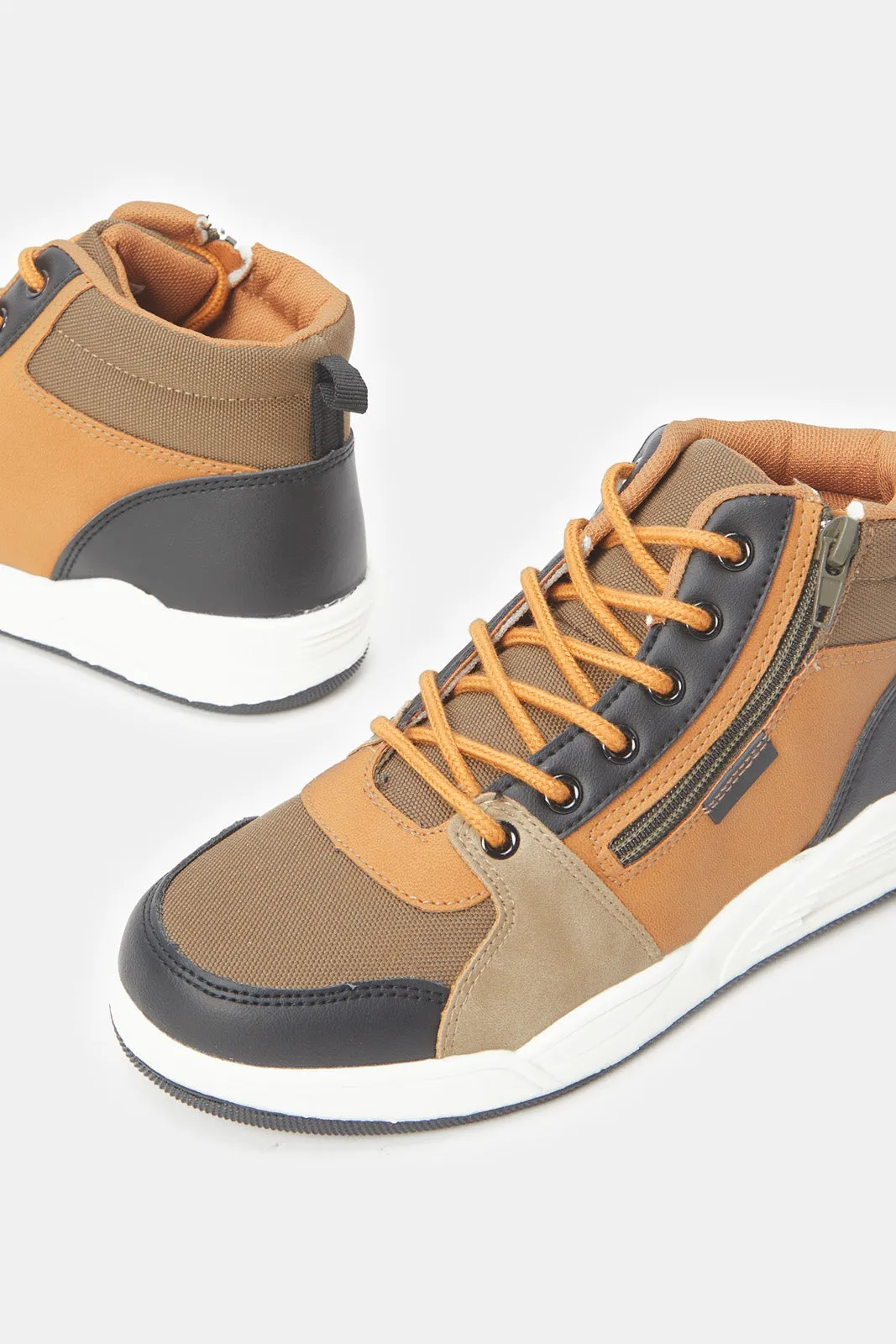 Senior Boys Color Block High Top Shoes