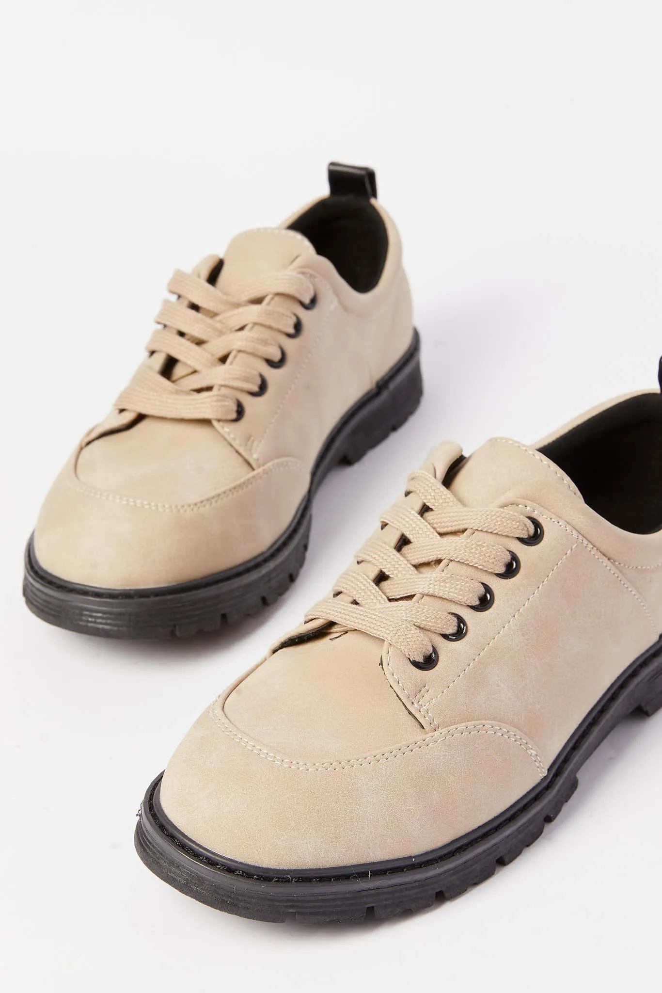 Senior Girls Beige Lace-Up Brogue