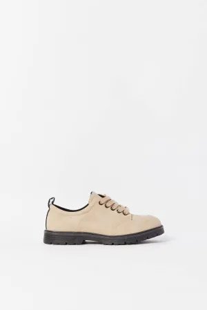 Senior Girls Beige Lace-Up Brogue