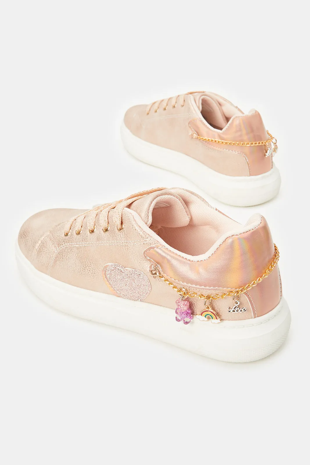 Senior Girls Pink Heart Sneaker