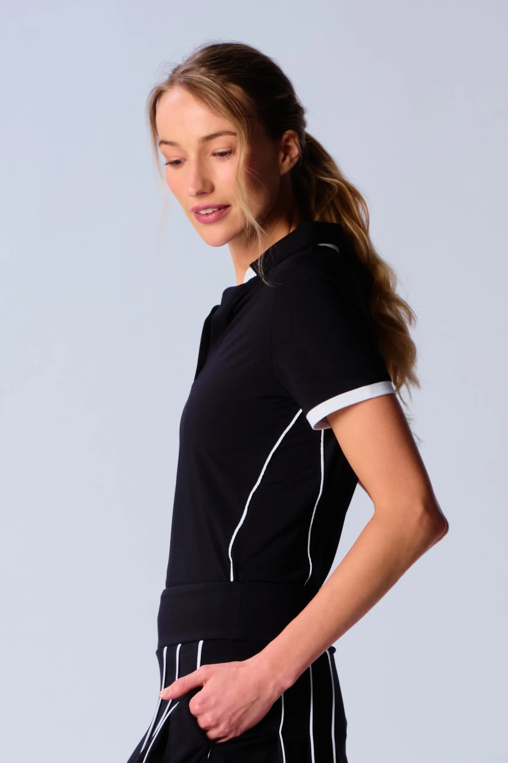 Short Sleeve Polo Shirt In Black