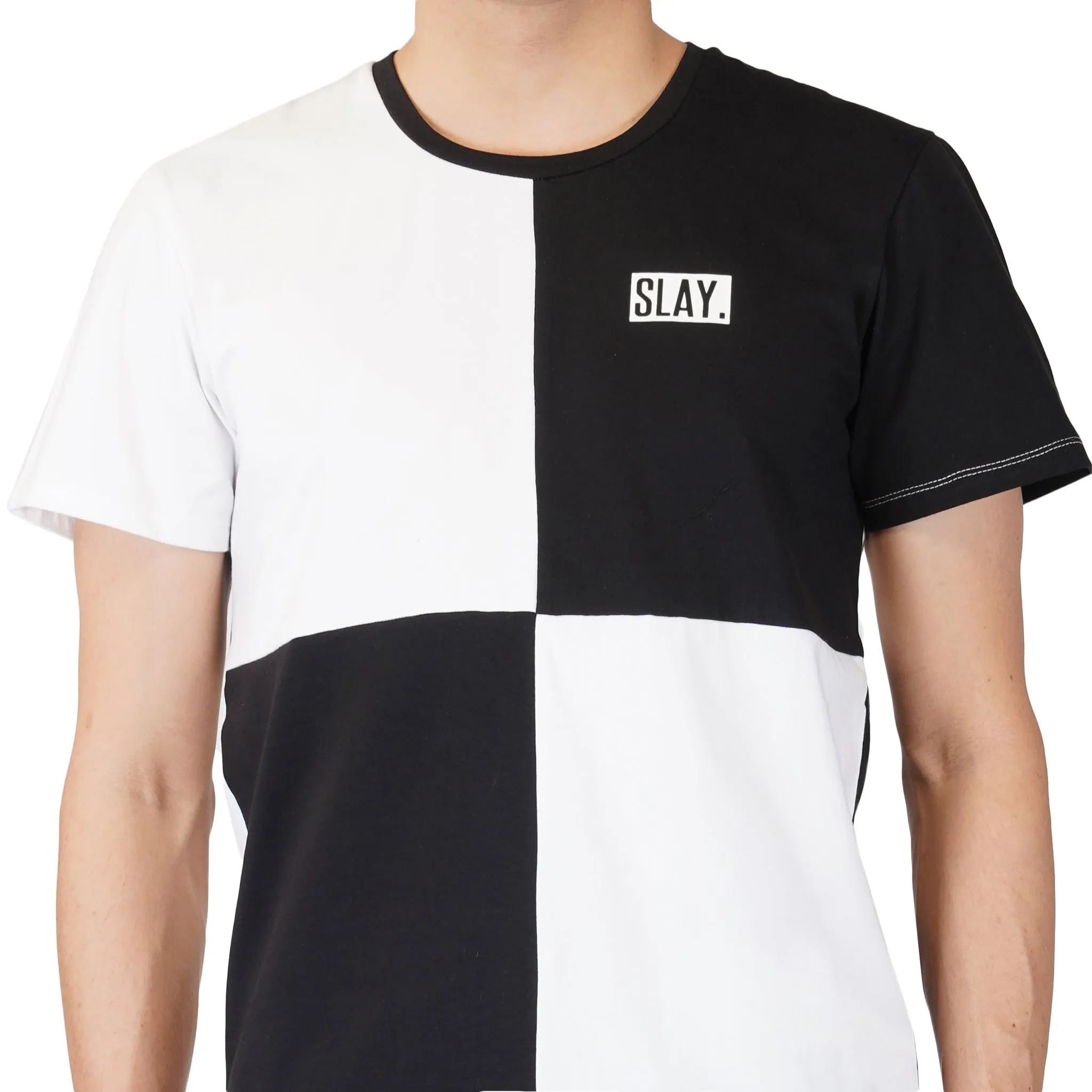 SLAY. Men's Black & White T-shirt & Cargo Pants Co-ord Set