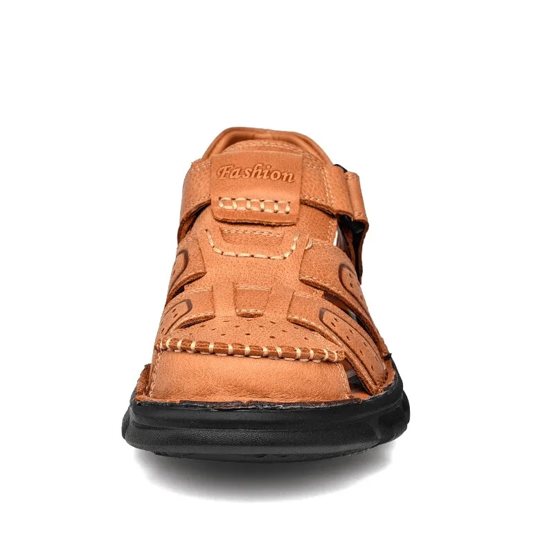 Soft Soles Genuine Leather Trekking Sandals with Anti-Collision Toes - SF1080