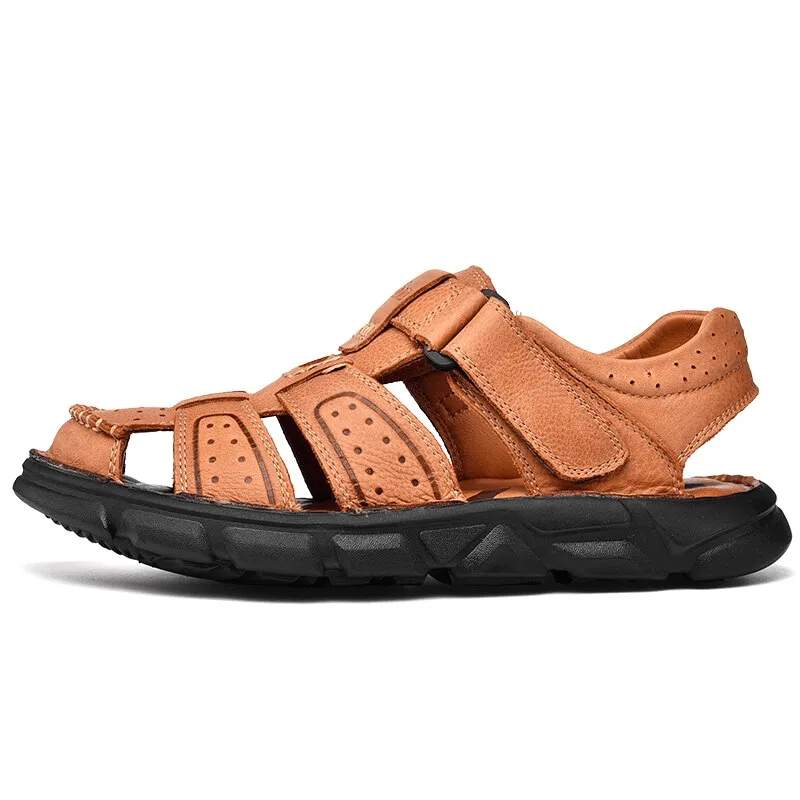 Soft Soles Genuine Leather Trekking Sandals with Anti-Collision Toes - SF1080