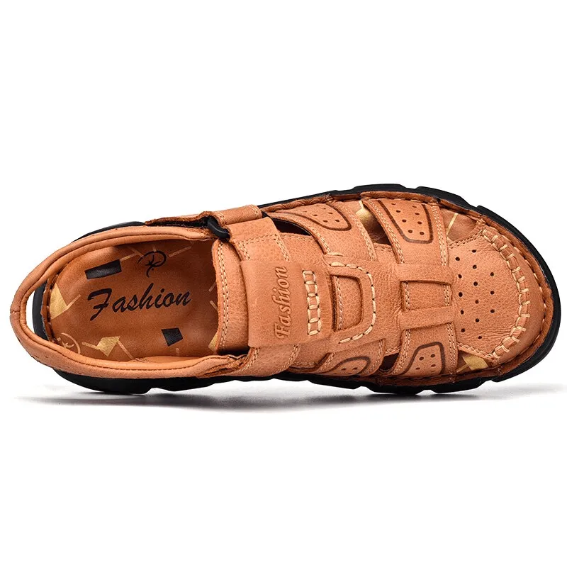 Soft Soles Genuine Leather Trekking Sandals with Anti-Collision Toes - SF1080