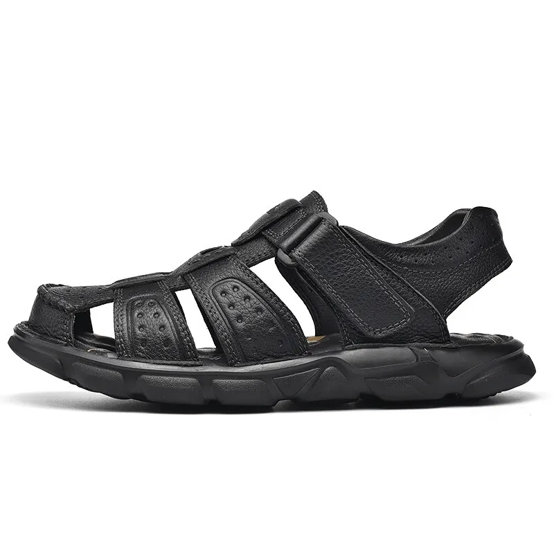 Soft Soles Genuine Leather Trekking Sandals with Anti-Collision Toes - SF1080