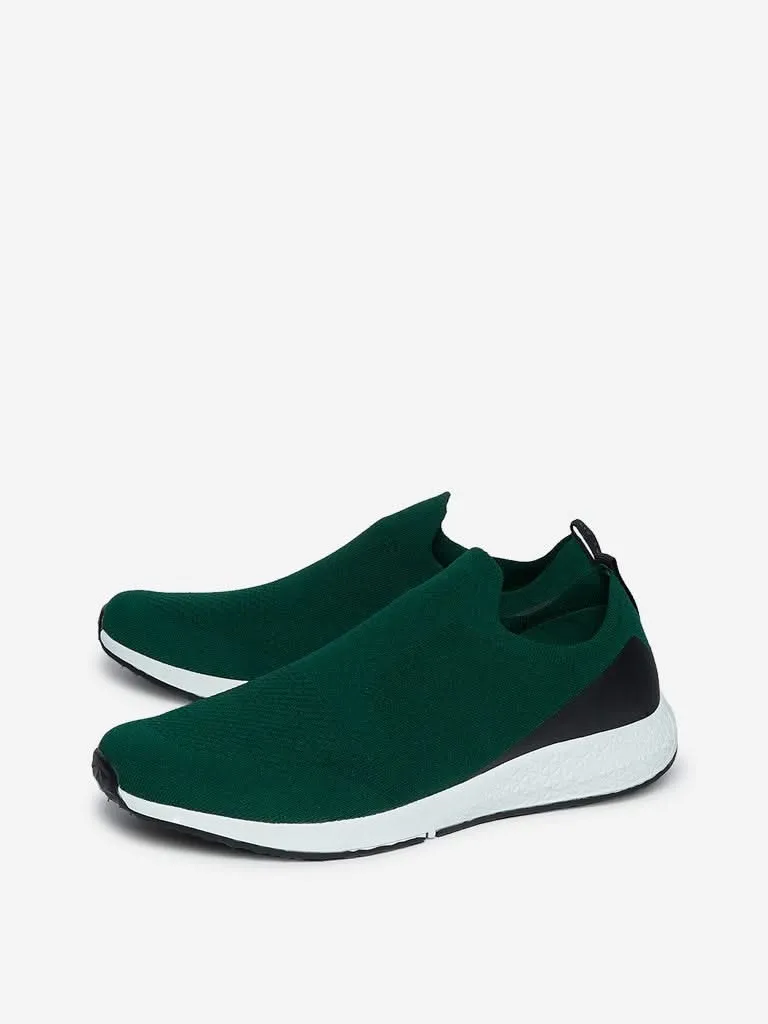 SOLEPLAY Green Knitted Slip-On Sneakers