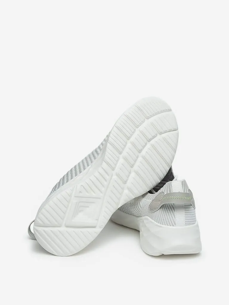 SOLEPLAY White And Grey Striped Chunky Sneakers