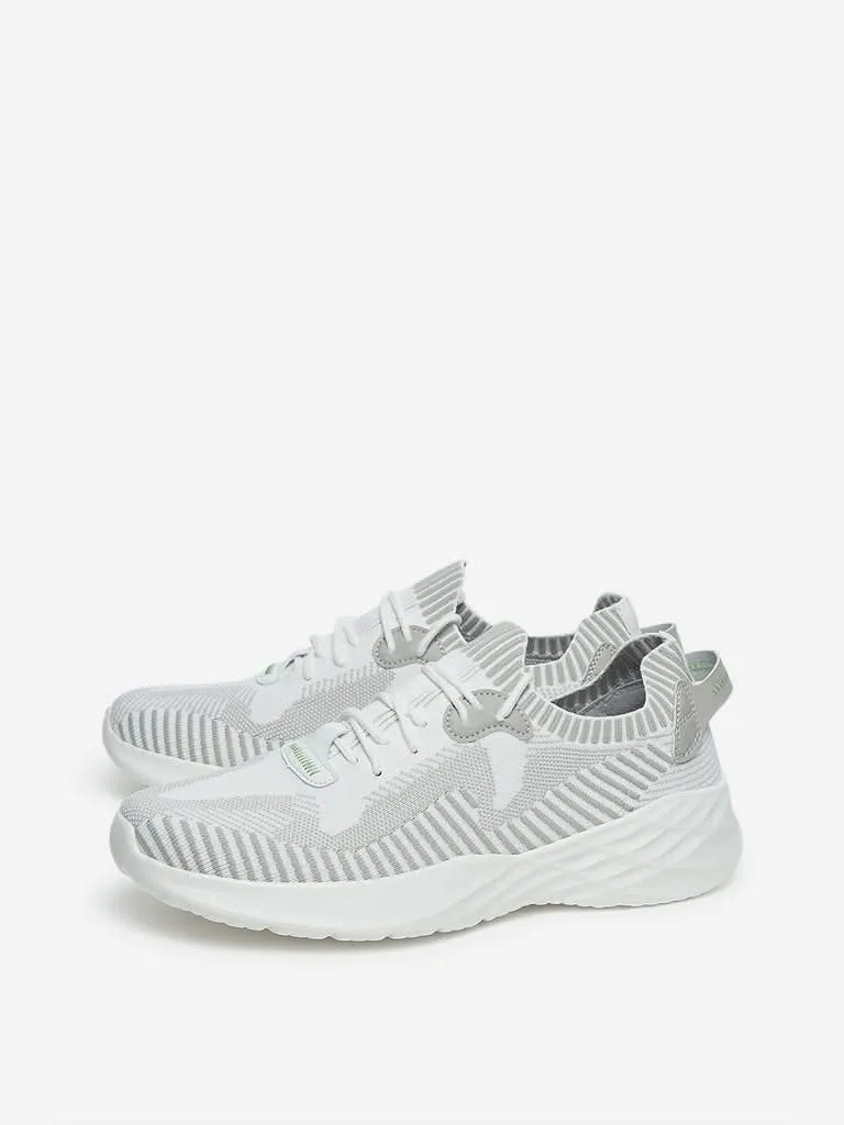 SOLEPLAY White And Grey Striped Chunky Sneakers