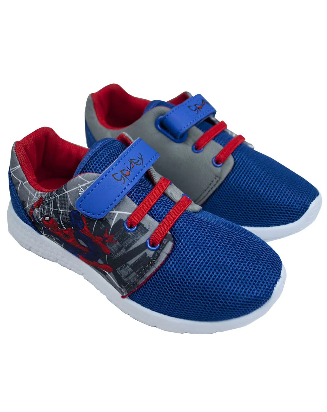 Spider-Man Boy's Kids Casual Grey Blue Trainer Shoes Footwear