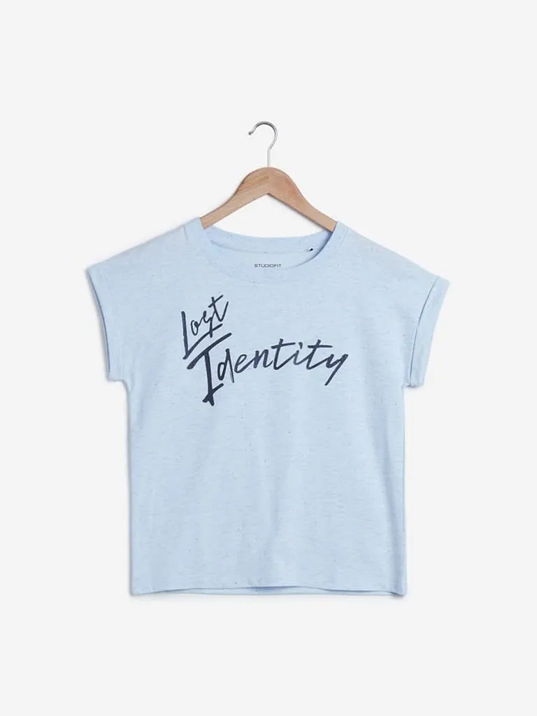 Studiofit Aqua Text Print T-Shirt