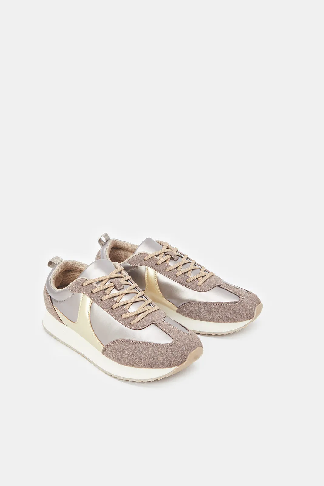 Women Textured Brown Sneakers