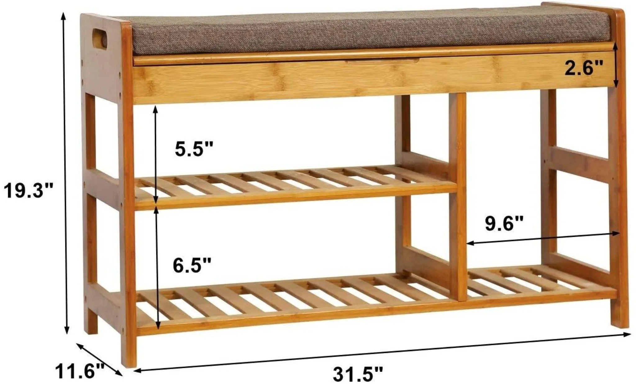 Wooden Twist Entryway 3-Tier Organizer Shoe Rack Bench for Boots